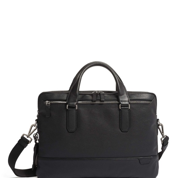 Tumi Sycamore Black Leather Brief Case - Picture 2 of 6